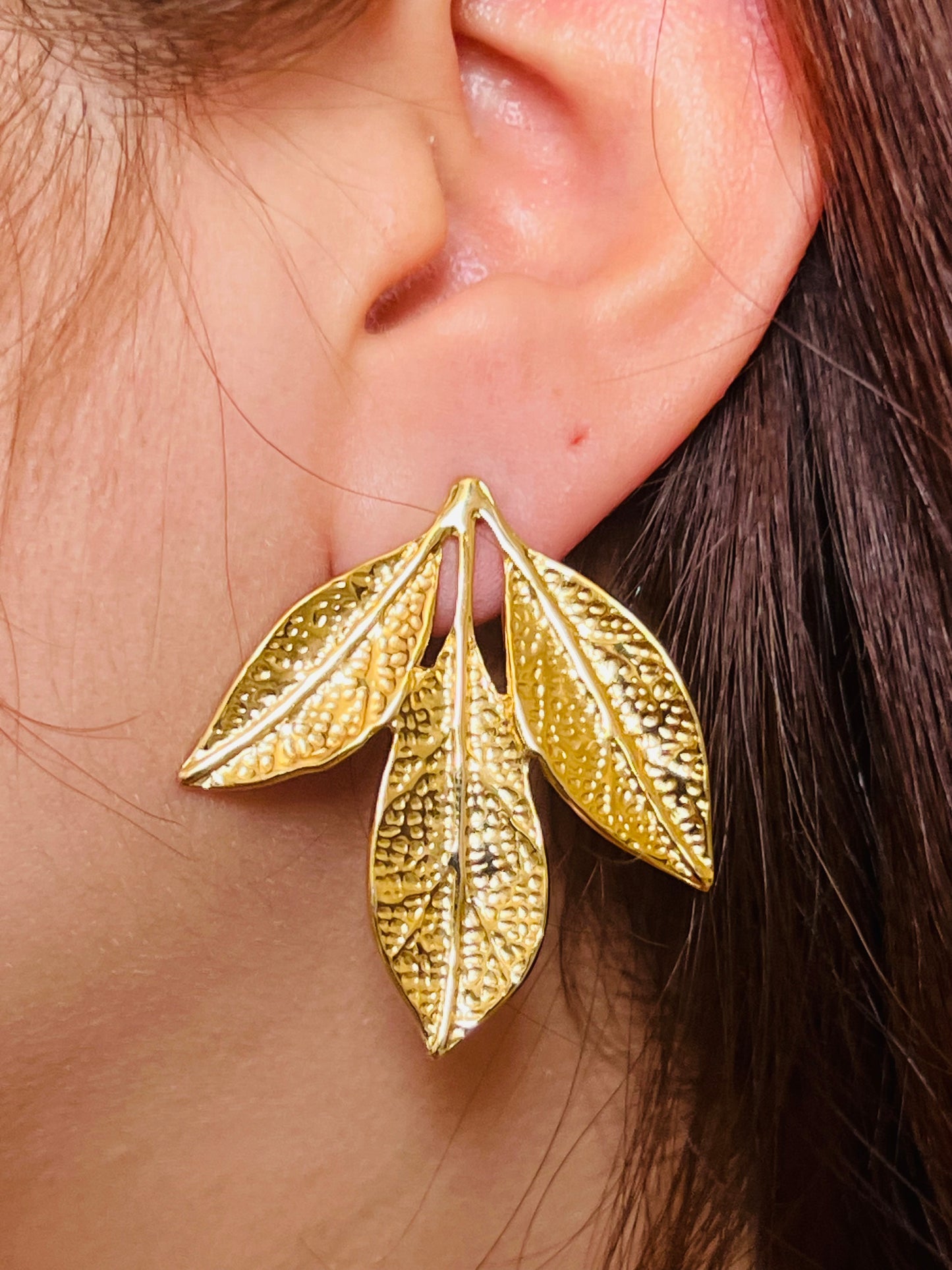 Aros hojas gold