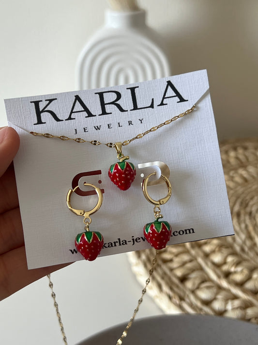 Set Frutilla collar + Huggies